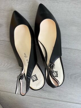 Anne Klein Black Pointed-Toe Slingback Flats